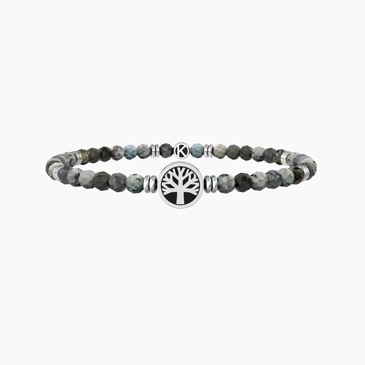 Bracciale elastico uomo con agata grigia e albero della vita - ALBERO DELLA VITA - 732241 - Simmi Gioiellerie -Bracciali