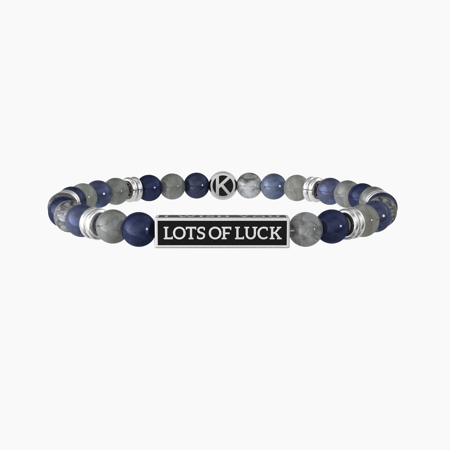 Bracciale elastico uomo con pietre e dettaglio portafortuna I WISH YOU LOTS OF LUCK - 732119 - Simmi Gioiellerie -Bracciali