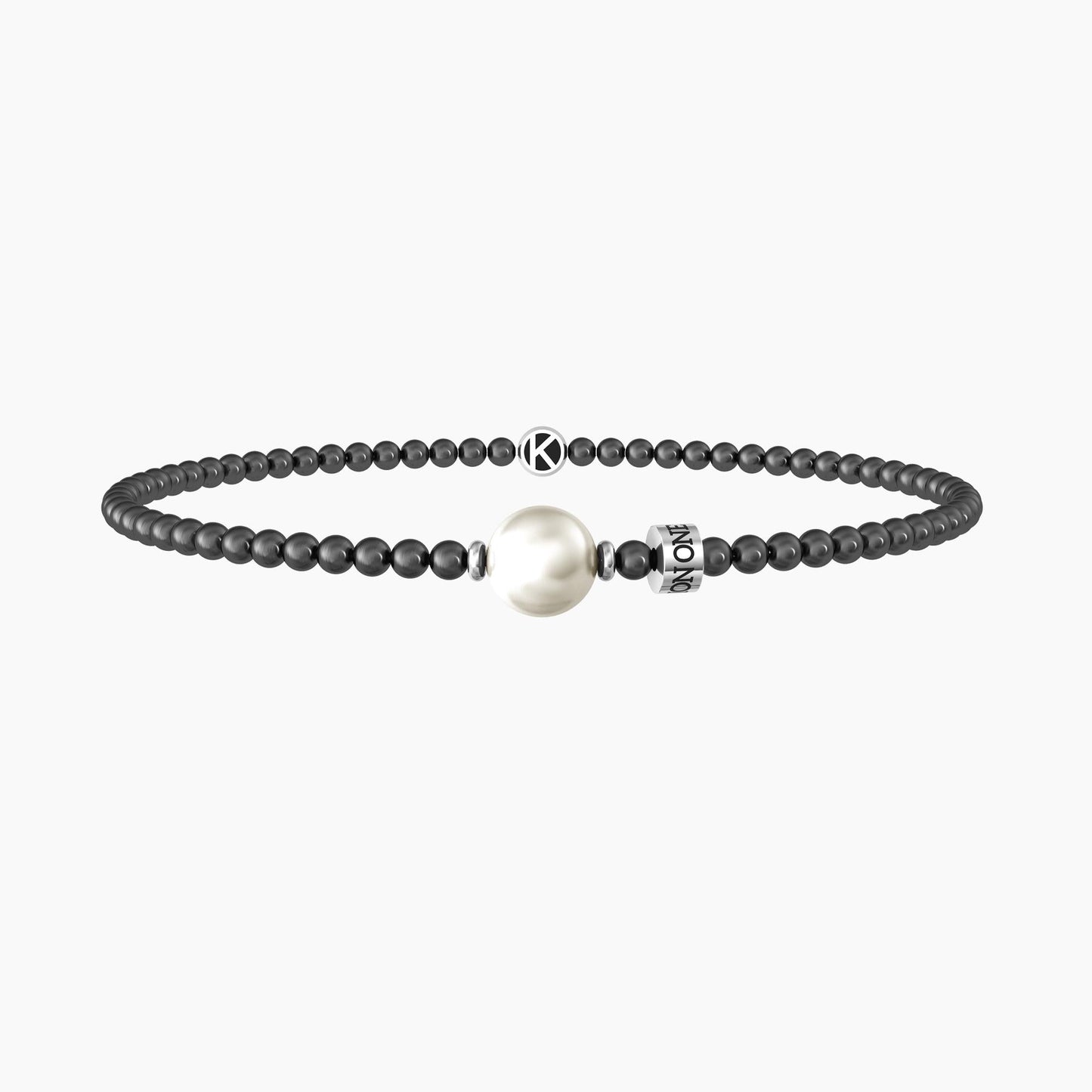 Bracciale elastico uomo con sfere in gunmetal e perla - 732245 - Simmi Gioiellerie -Bracciali