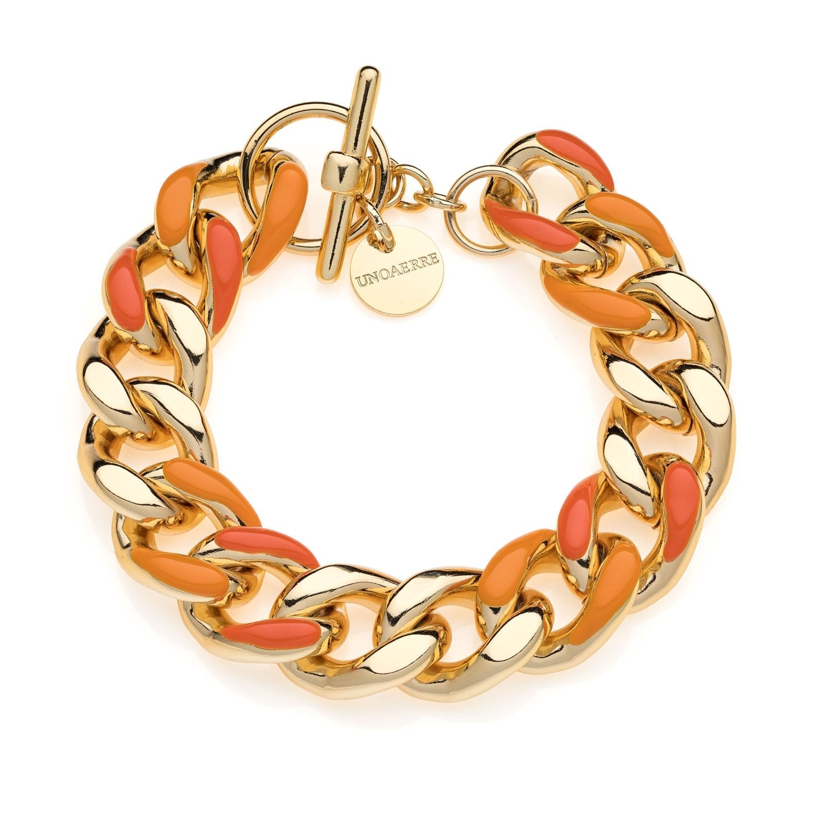 Bracciale groumette da donna Unoaerre con smalto arancio - 2095 - Simmi Gioiellerie -Bracciali