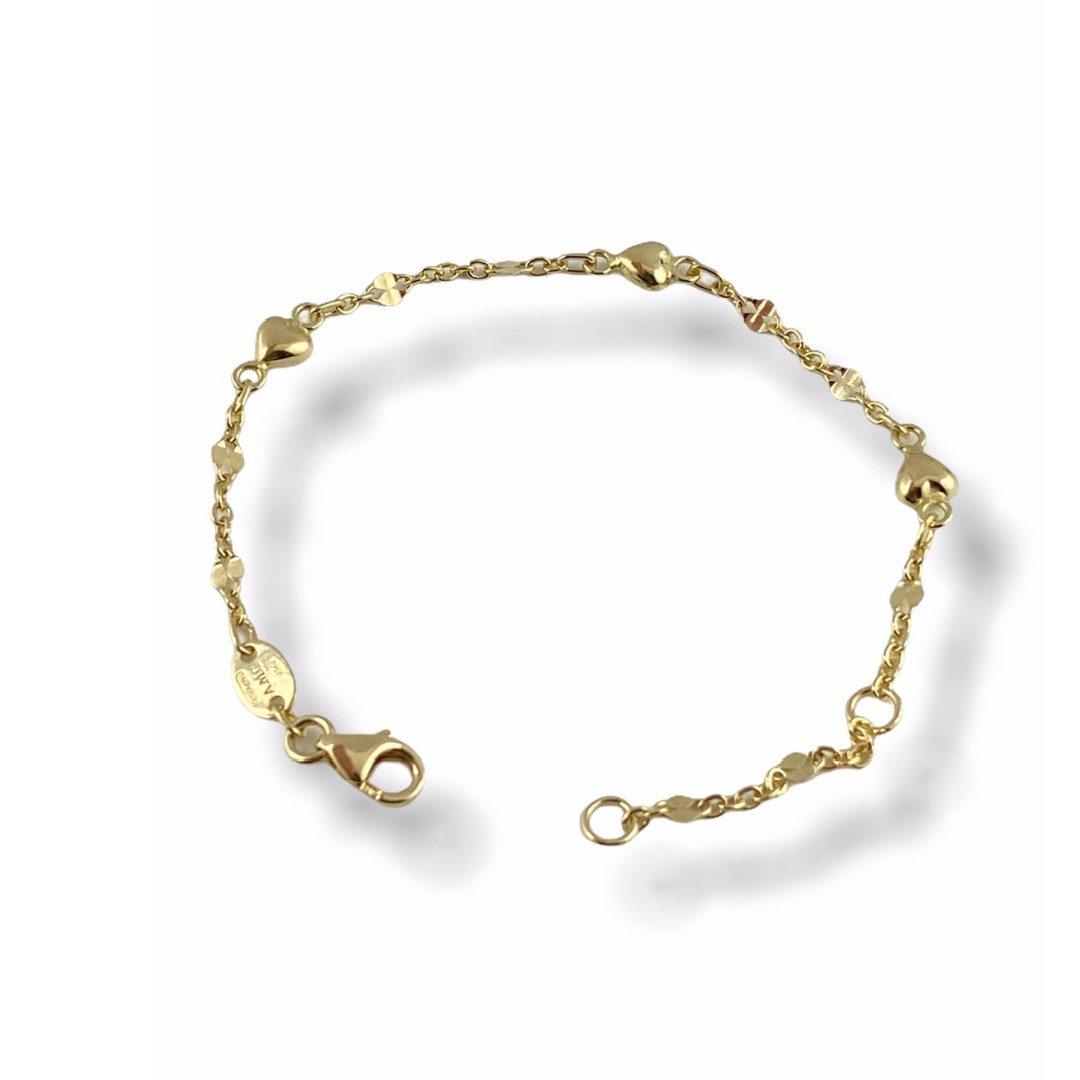 Bracciale in oro giallo, fantasia con tre cuori - Simmi Gioielli - Simmi Gioiellerie -Bracciale