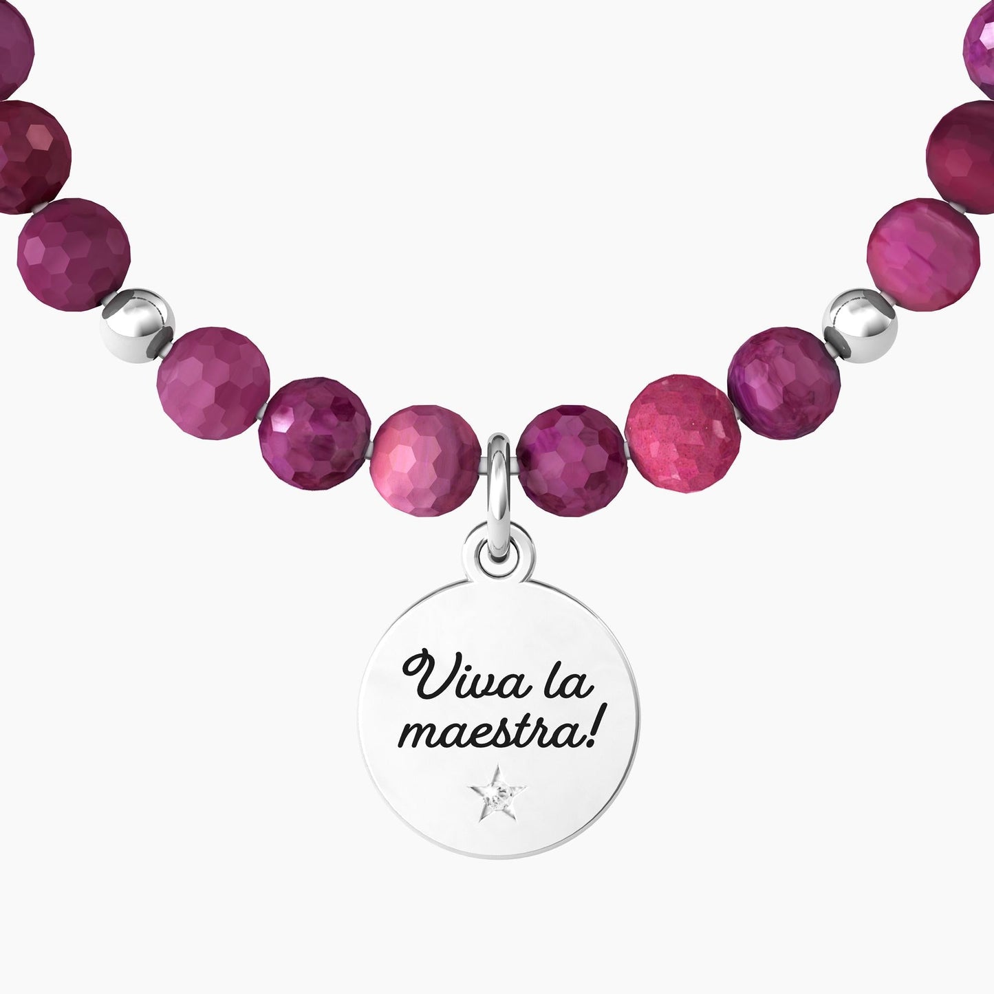 Bracciale maestra con agata fucsia e cuore - CUORE | VIVA LA MAESTRA! - 732162 - Simmi Gioiellerie -Bracciali