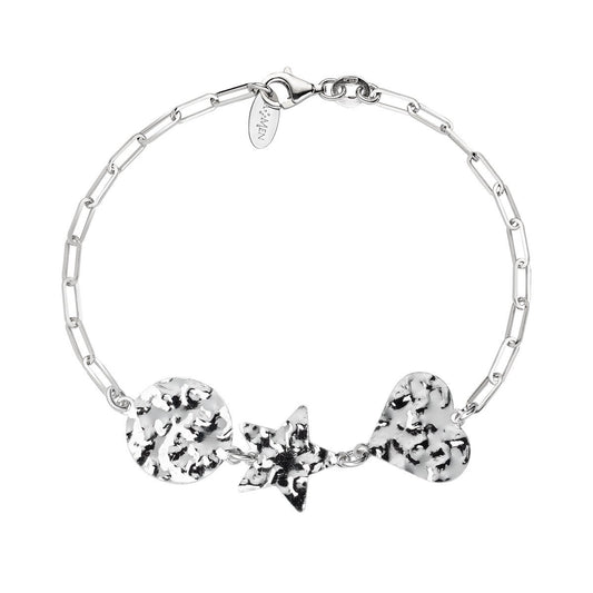 Bracciale Martellato Medaglia Cuore e Stella - BRMACSTB3 - Simmi Gioiellerie -Bracciali