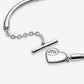 Bracciale Pandora Moments con maglia snake, cuore e barretta a T - 599285C00 - Simmi Gioiellerie -Charm