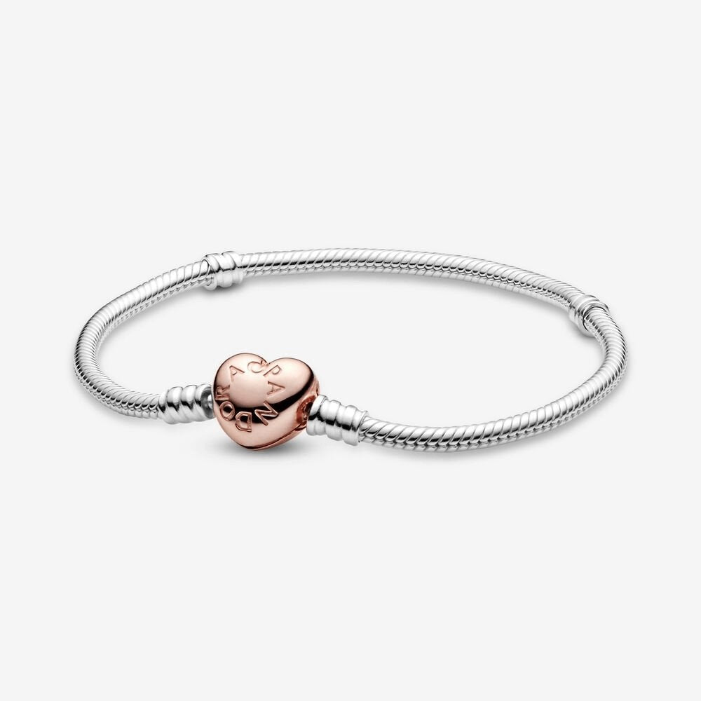 Bracciale Pandora Moments con maglia snake e chiusura a cuore - 580719 - Simmi gioiellerie -Bracciale