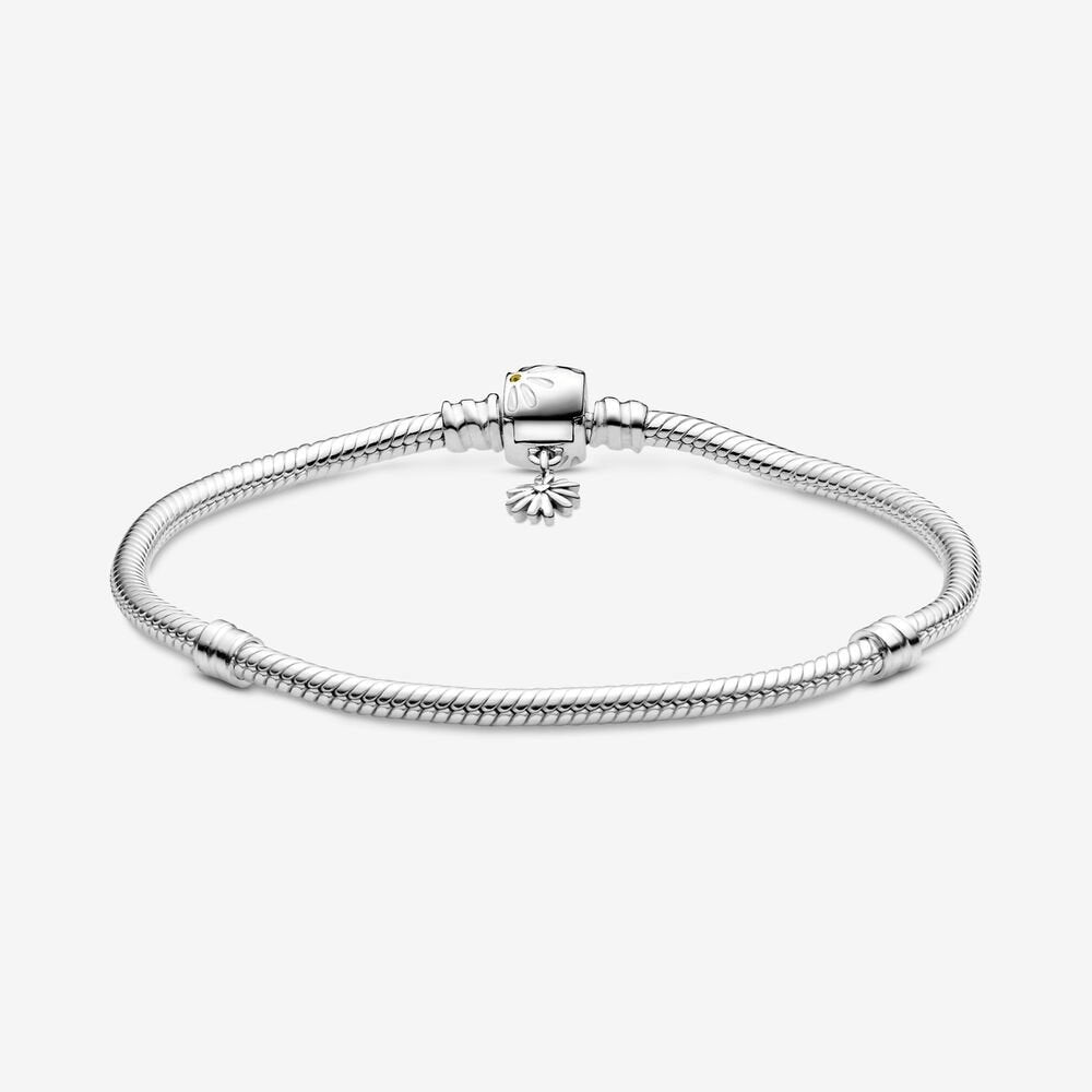 Bracciale Pandora Moments con maglia snake e chiusura con margherita - 598776C01 - Simmi gioiellerie -Bracciale