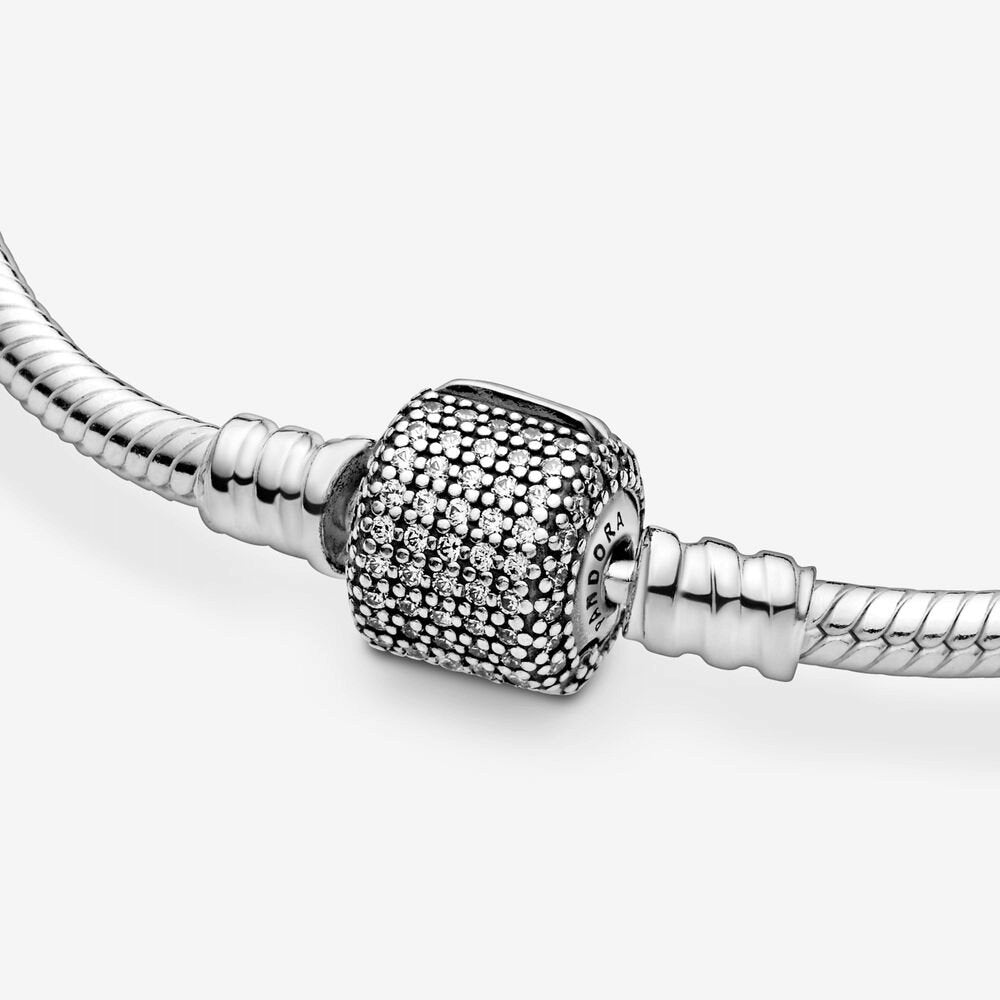 Bracciale Pandora Moments con maglia snake e chiusura con pavé scintillante - 590723CZ - Simmi gioiellerie -Bracciale