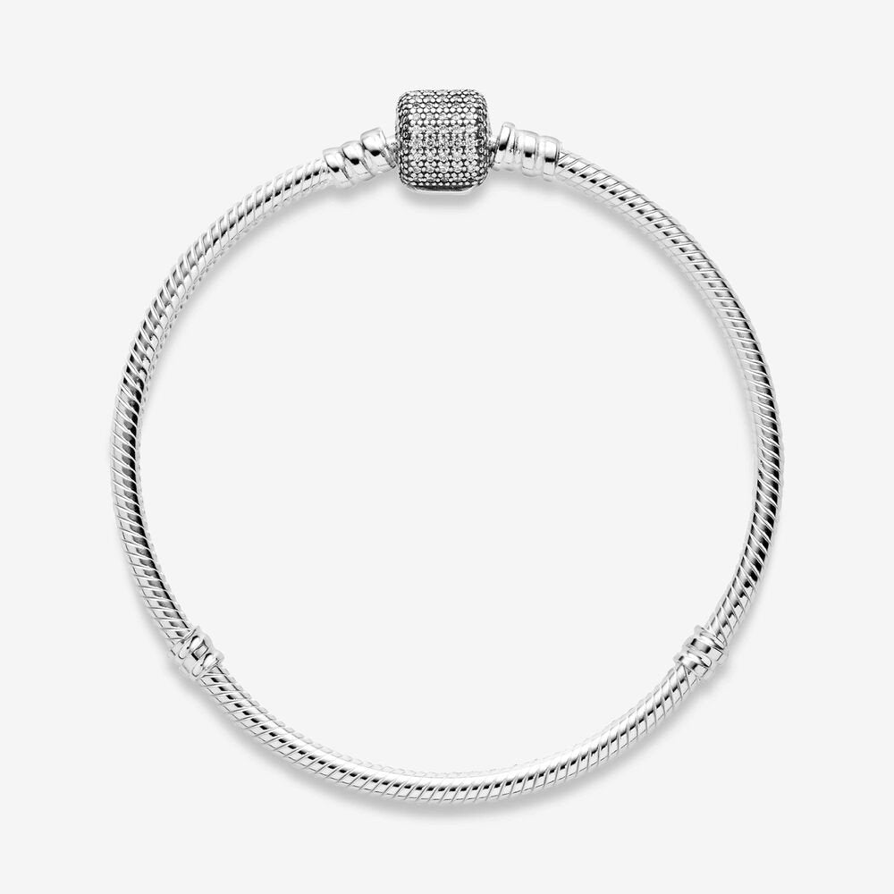 Bracciale Pandora Moments con maglia snake e chiusura con pavé scintillante - 590723CZ - Simmi gioiellerie -Bracciale
