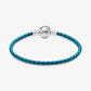 Bracciale Pandora Moments in pelle intrecciato turchese con chiusura a conchiglia - 598951C01-S - Simmi Gioiellerie -Bracciali