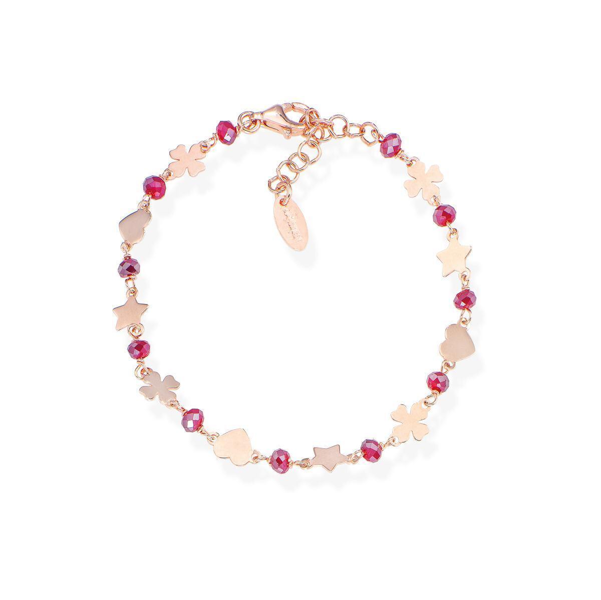 Bracciale Quadrifoglio Stella e Cuore Rosè - BRCQSRR - Simmi gioiellerie -Bracciale