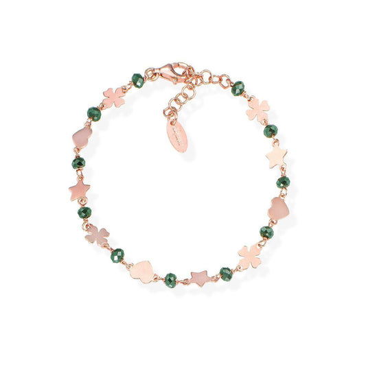 Bracciale Quadrifoglio Stella e Cuore Rosè - BRCQSRV - Simmi gioiellerie -Bracciale