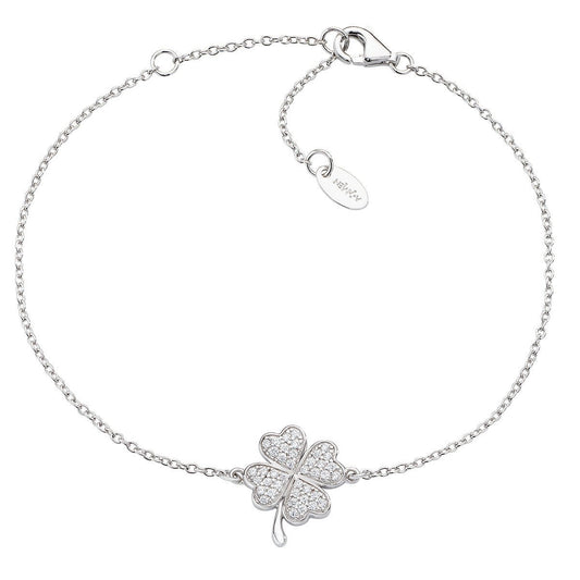 Bracciale Quadrifoglio Zirconato Rodio - BRQUBBZ - Simmi Gioiellerie -Bracciali