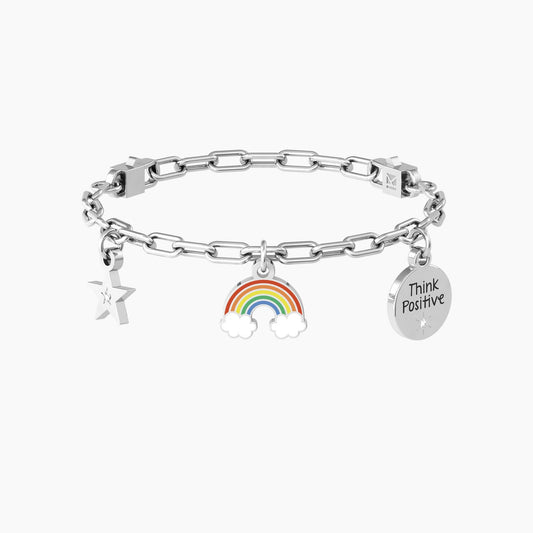 Bracciale regolabile con ciondoli arcobaleno e stella - ARCOBALENO | THINK POSITIVE - 732234 - Simmi Gioiellerie -Bracciali