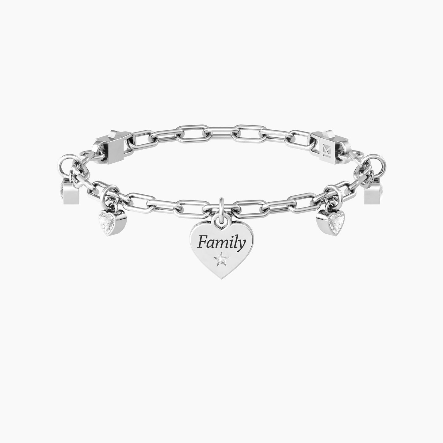 Bracciale regolabile famiglia con cristalli e ciondolo cuore - CUORE | FAMILY - 732215 - Simmi Gioiellerie -Bracciali