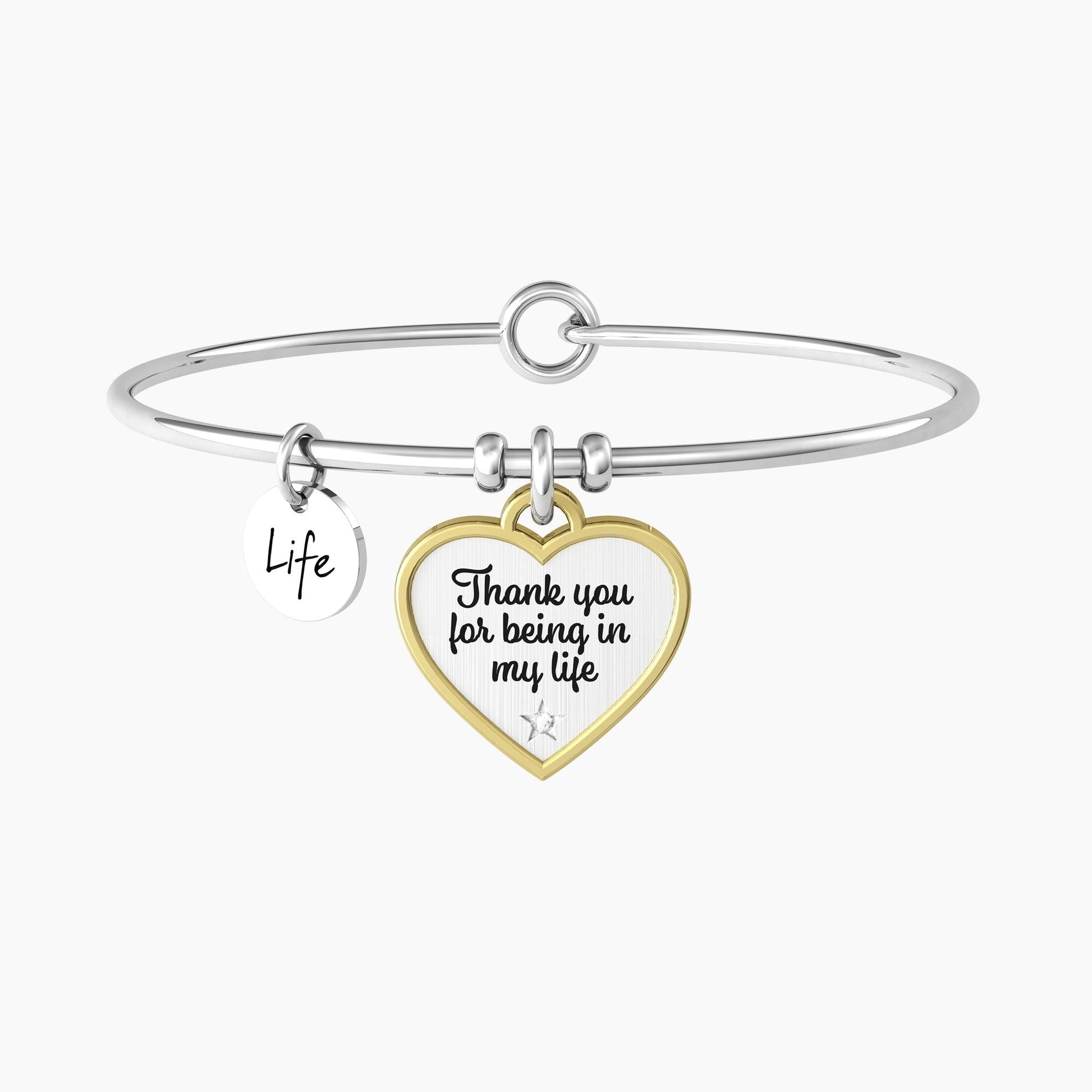 Bracciale rigido con ciondolo a cuore e rifinitura oro - CUORE | IN MY LIFE - 732081 - Simmi Gioiellerie -Bracciali