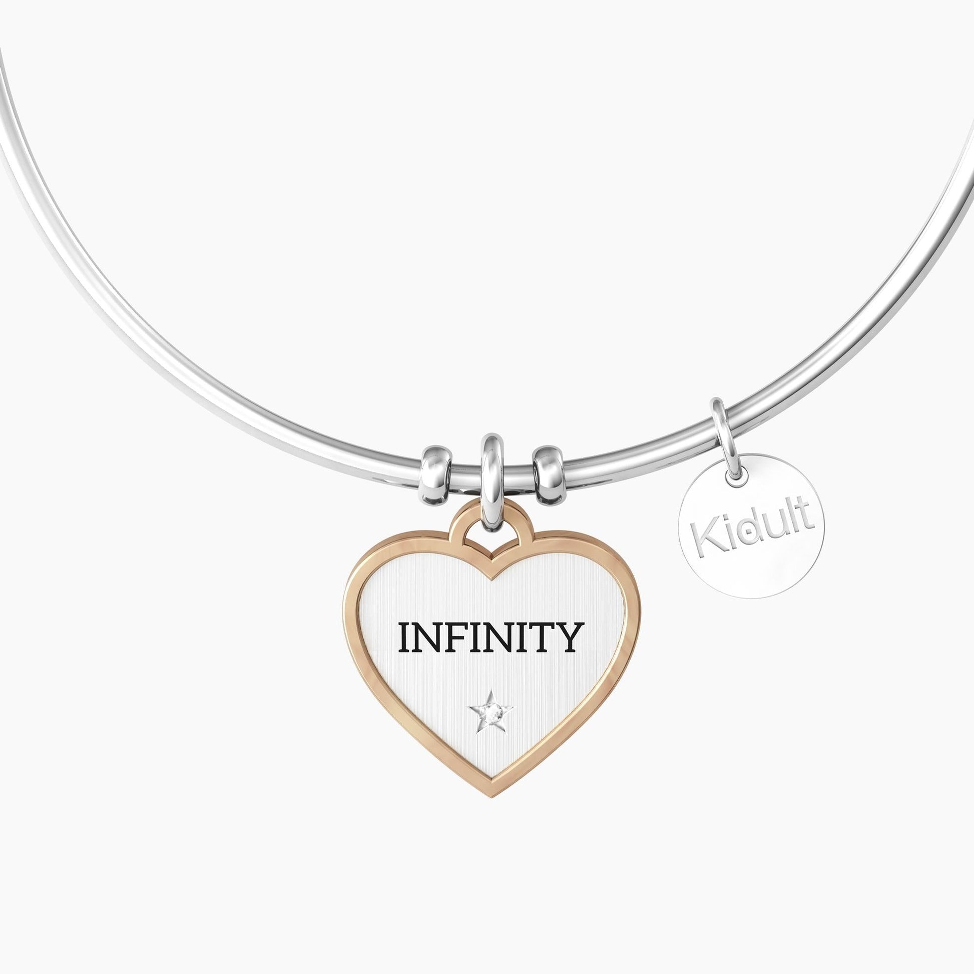 Bracciale rigido con simbolo infinito e rifinitura borchiata CUORE |INFINITO - 732074 - Simmi Gioiellerie -Bracciali