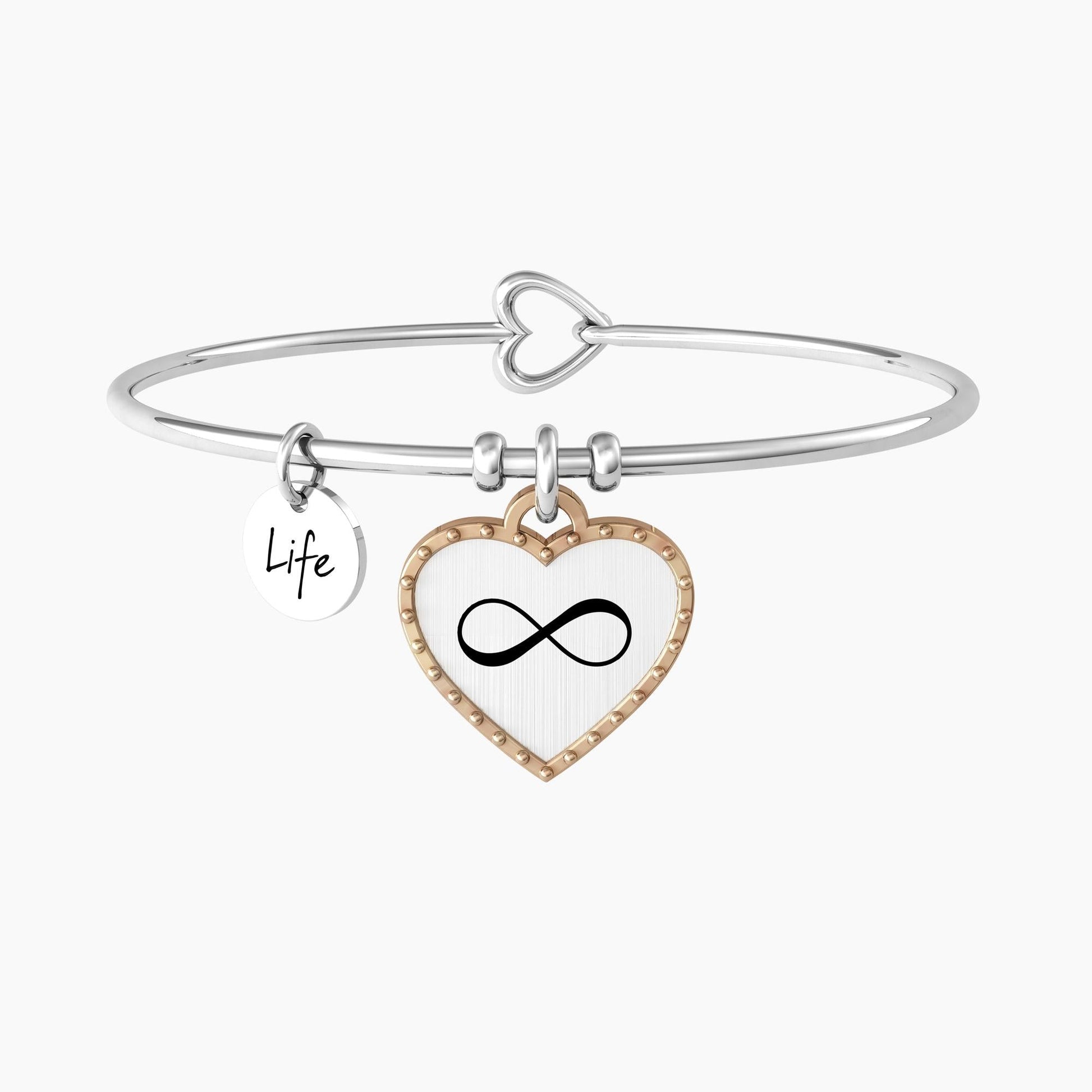 Bracciale rigido con simbolo infinito e rifinitura borchiata CUORE |INFINITO - 732074 - Simmi Gioiellerie -Bracciali