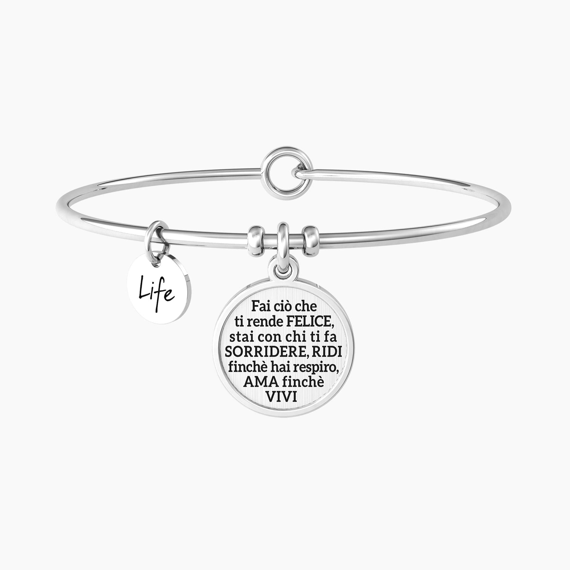 Bracciale rigido figlia con ciondolo e frase - FIGLIA | FELICITÀ - 732230 - Simmi Gioiellerie -Bracciali