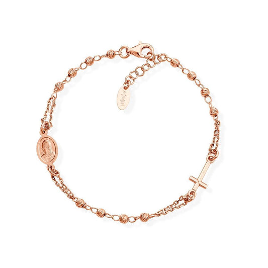 Bracciale Rosario Argento Rosè Diamantato - BRORD3 - Simmi gioiellerie -Bracciale