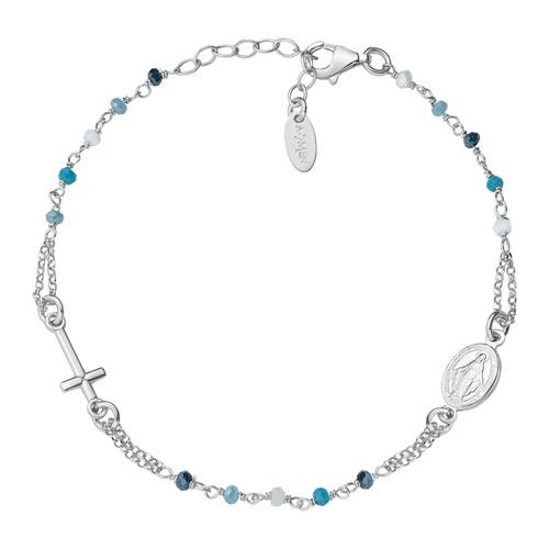 Bracciale Rosario Cristalli Multicolor Azzurro - BRO25BMUB3 - Simmi Gioiellerie -Bracciali