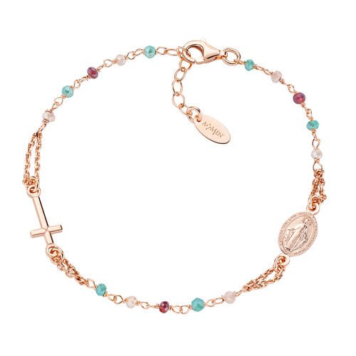 Bracciale Rosario Cristalli Multicolor - BRO10RRRV3 - Simmi Gioiellerie -Bracciali