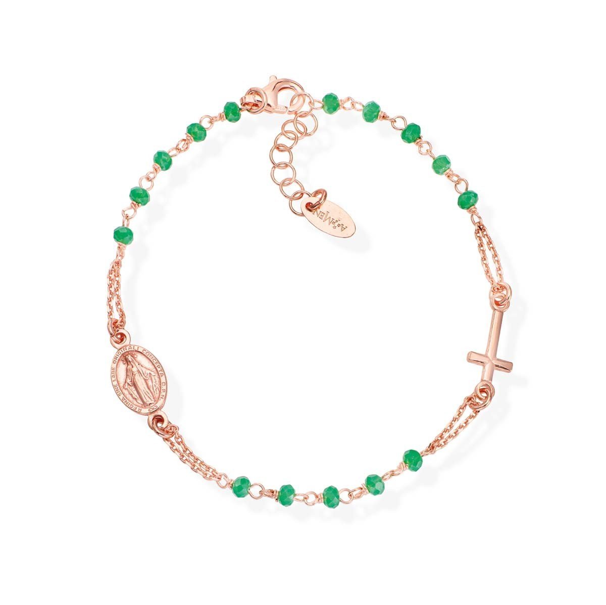 Bracciale Rosario Cristalli Verde Acqua - BRO25RM3 - Simmi Gioiellerie -Bracciali