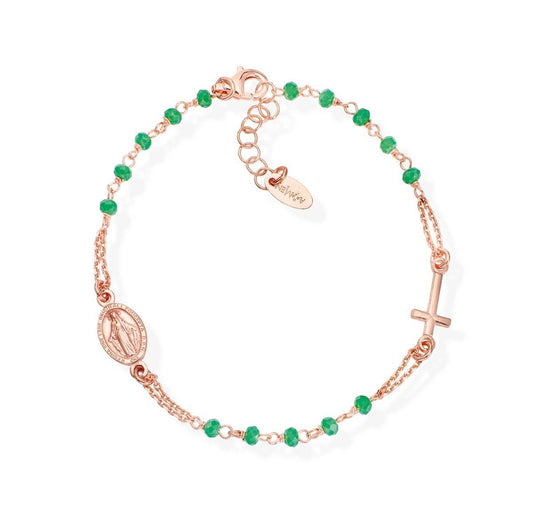 Bracciale Rosario Cristalli Verde Acqua - BRO25RM3 - Simmi Gioiellerie -Bracciali