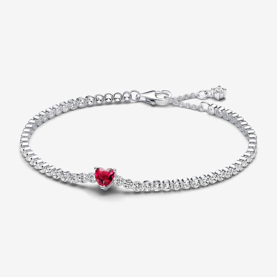 Bracciale Tennis con Cuore Rosso - 590041C02 - Simmi Gioiellerie -Bracciali