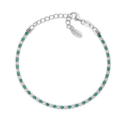 Bracciale Tennis Rodio Zirconi Bianchi e Verdi - BTABBVE16 - Simmi Gioiellerie -Bracciali