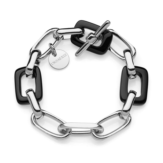Bracciale Unoaerre di catena forzatina e onice nera - 2135 - Simmi Gioiellerie -Bracciali