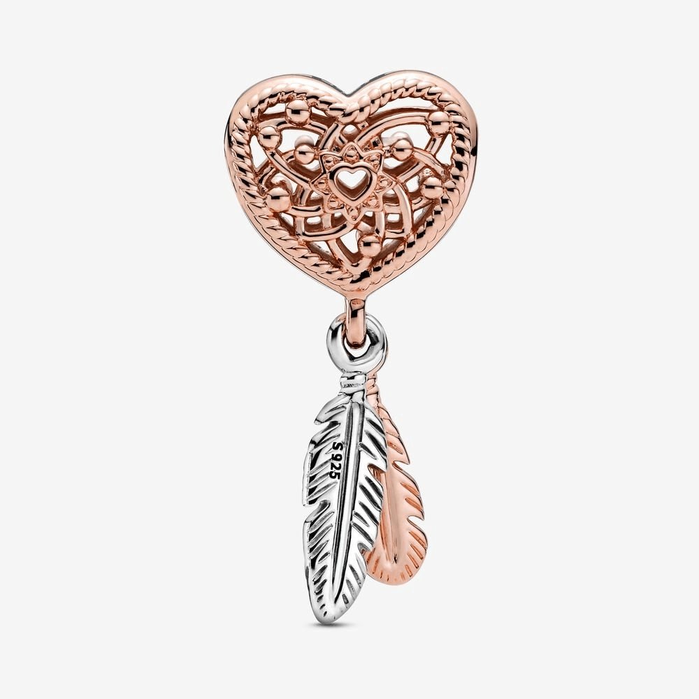 Charm Acchiappasogni con piume e cuore openwork - 789068c00 - Simmi gioiellerie -Charm