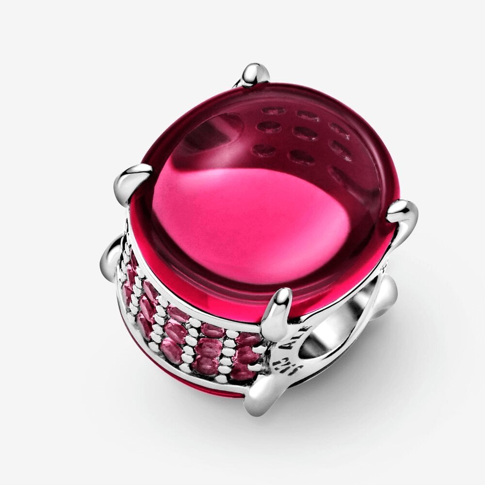 Charm con pietra cabochon ovale fucsia - 799309c01 - Simmi Gioiellerie -Charm