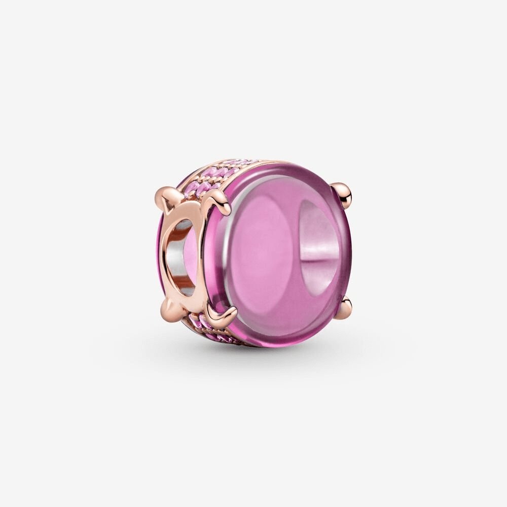 Charm con pietra cabochon ovale rosa - 789309C02 - Simmi Gioiellerie -Charm
