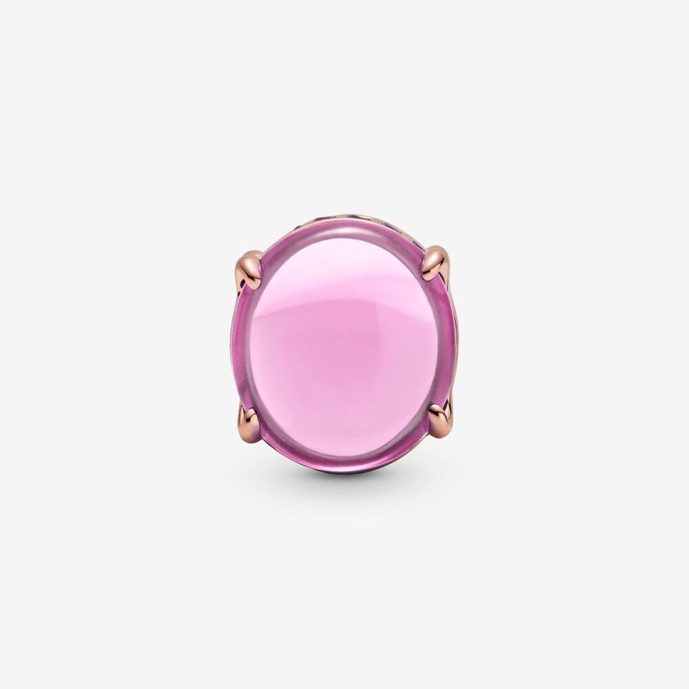 Charm con pietra cabochon ovale rosa - 789309C02 - Simmi Gioiellerie -Charm