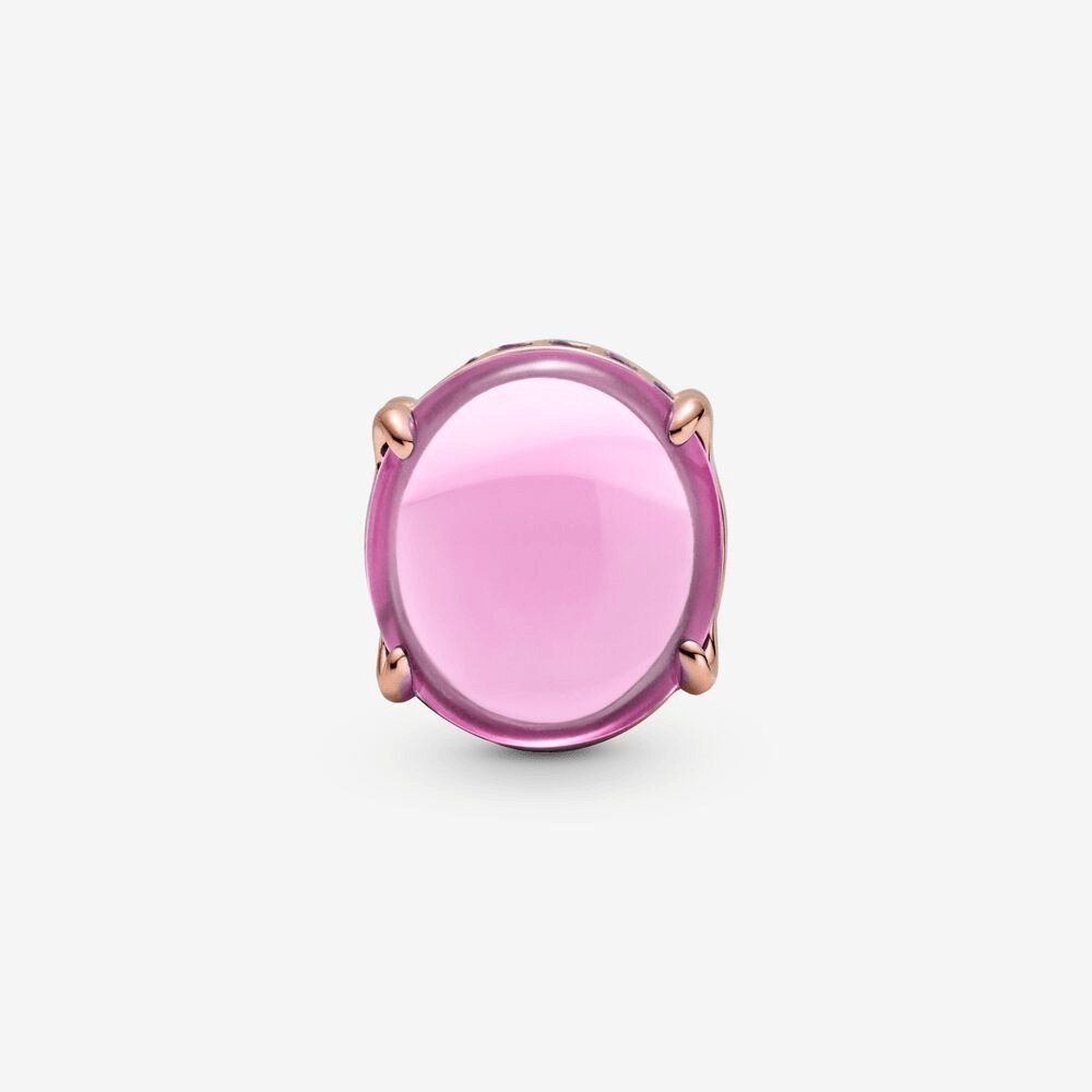 Charm con pietra cabochon ovale rosa - 789309C02 - Simmi Gioiellerie -Charm