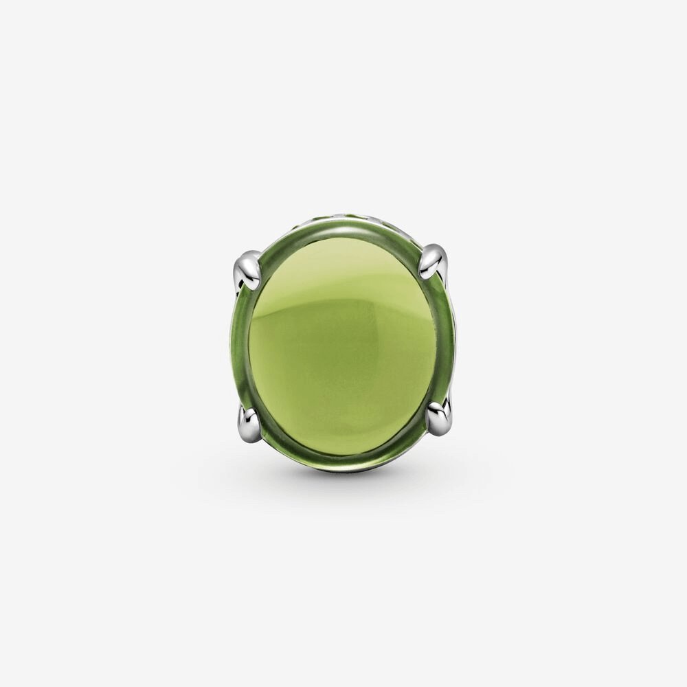 Charm con pietra cabochon ovale verde - 799309C02 - Simmi Gioiellerie -Charm