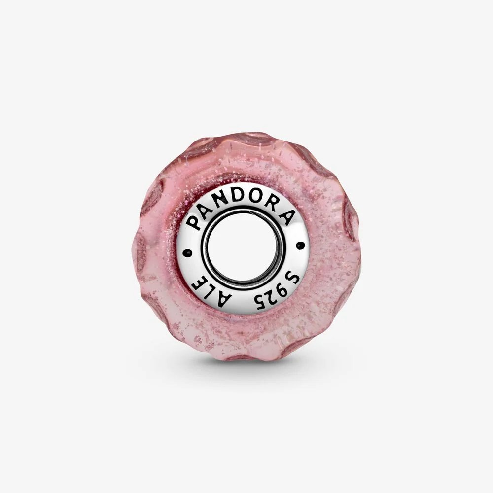 Charm in vetro di Murano rosa con onde - 798872C00 - Simmi Gioiellerie -Charm