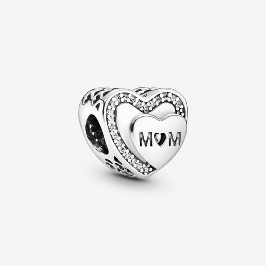 Charm Pandora a cuore scintillante Mamma - 792070cz - Simmi gioiellerie -Charm