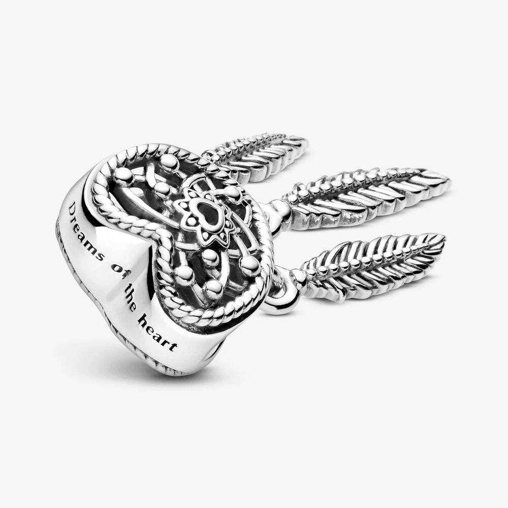 Charm Pandora Acchiappasogni con tre piume e cuore openwork - 799107C00 - Simmi gioiellerie -Charm