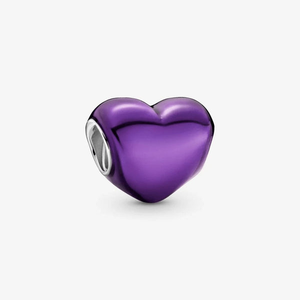 4 Ciondoli Cuore In Cristallo Titanio Viola Sfaccettato | 48mm Con Perla