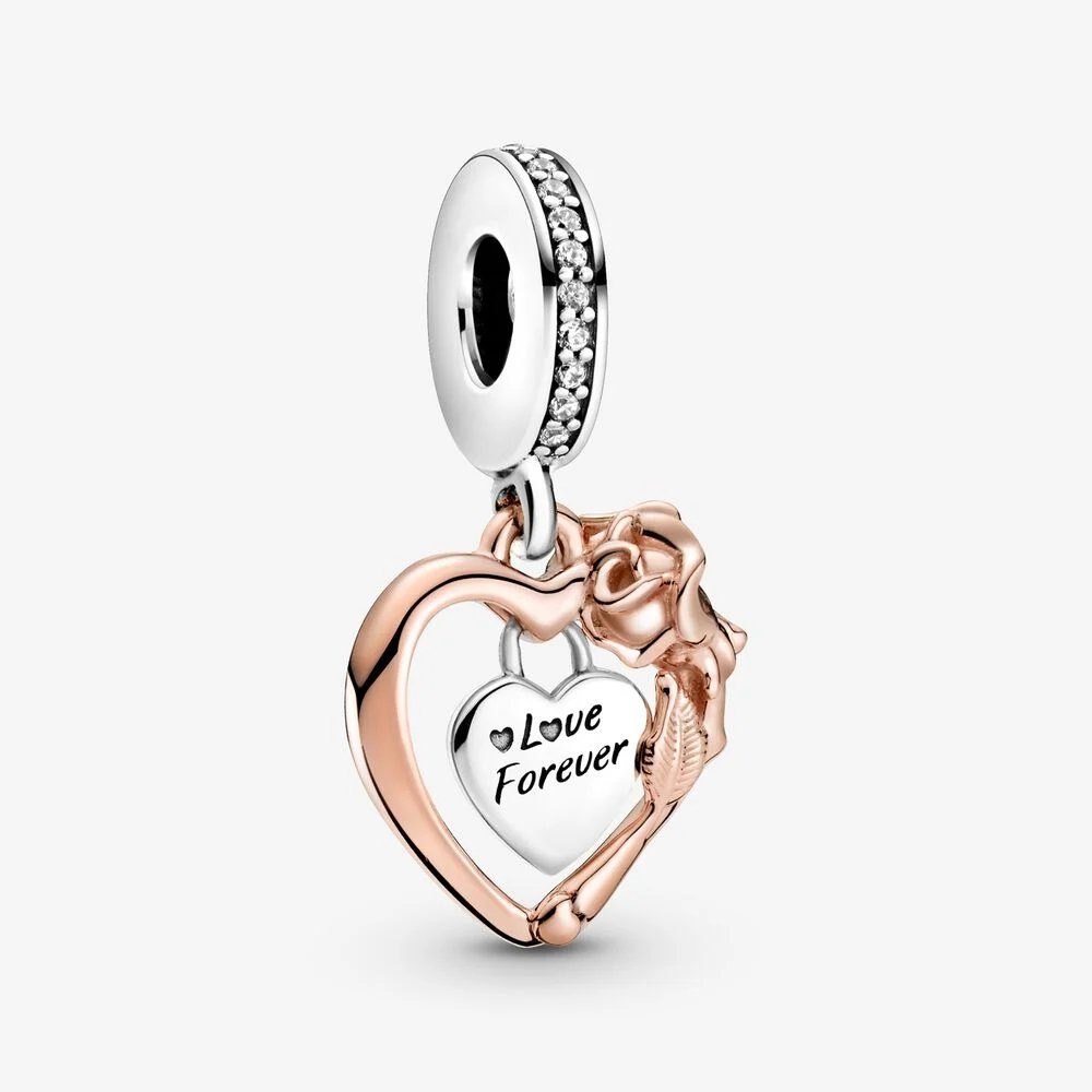 Charm Pandora pendente Cuore e rosa - 789290C01 - Simmi gioiellerie -Charm