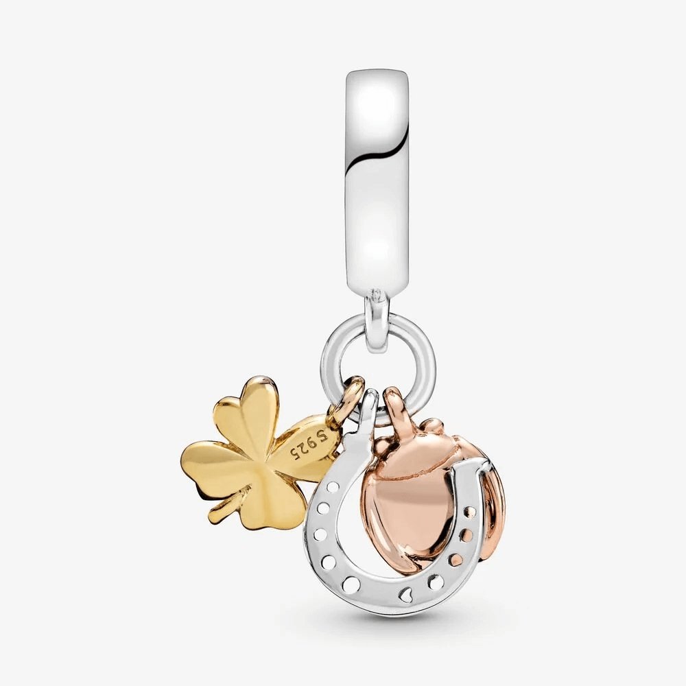 Charm Pandora pendente Ferro di cavallo, quadrifoglio e coccinella - 798717C01 - Simmi gioiellerie -Charm