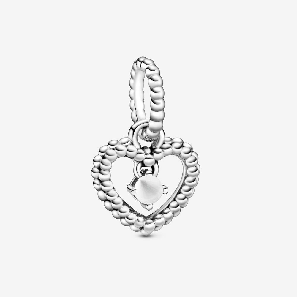Charm pendente a cuore bianco latte decorato con sfere Purely Pandora - 798854c04 - Simmi Gioiellerie -Charm