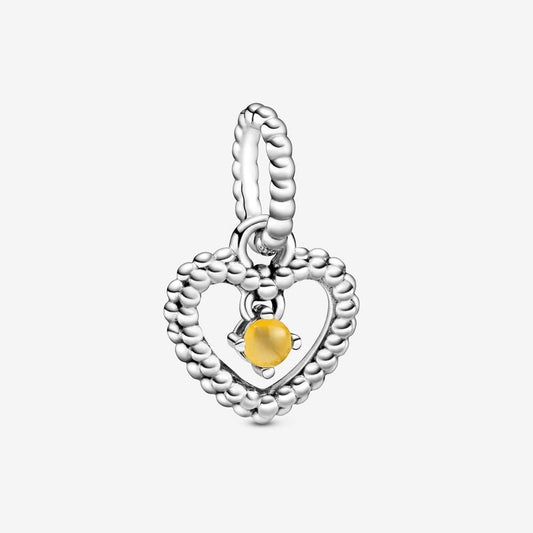 Charm pendente a cuore color miele decorato con sfere Purely Pandora - 798854c11 - Simmi Gioiellerie -Charm