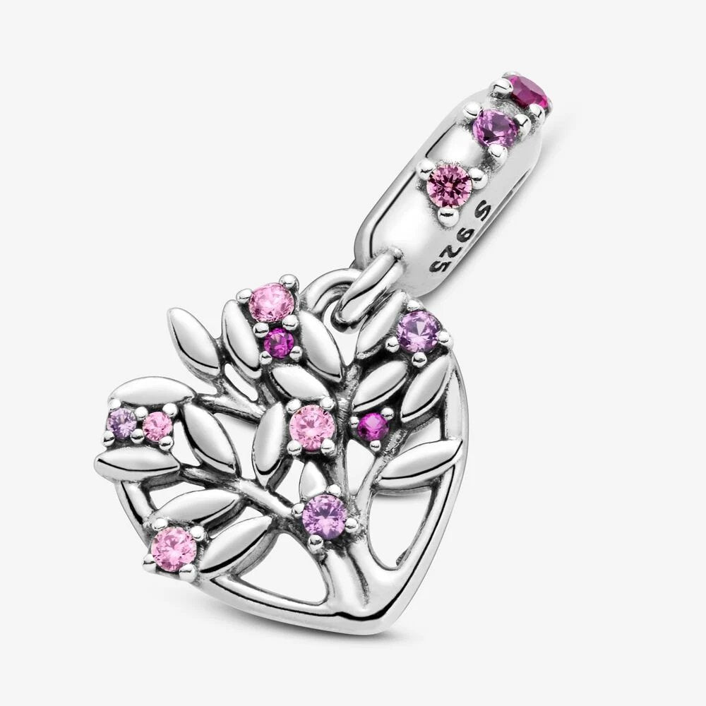 Charm pendente a cuore rosa Albero della famiglia - 799153C01 - Simmi Gioiellerie -Charm