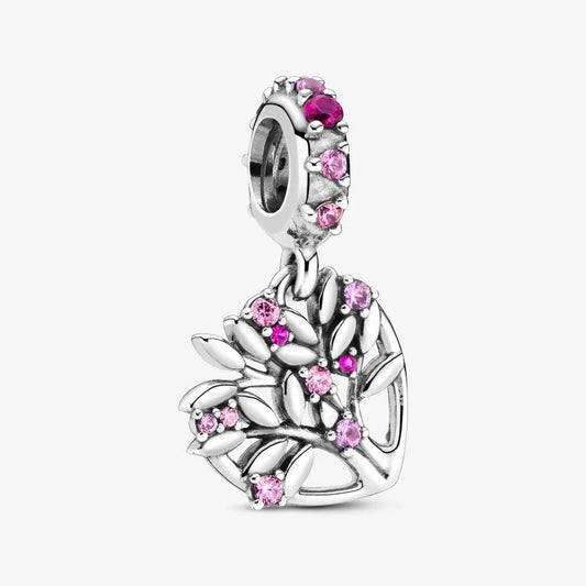 Charm pendente a cuore rosa Albero della famiglia - 799153C01 - Simmi Gioiellerie -Charm