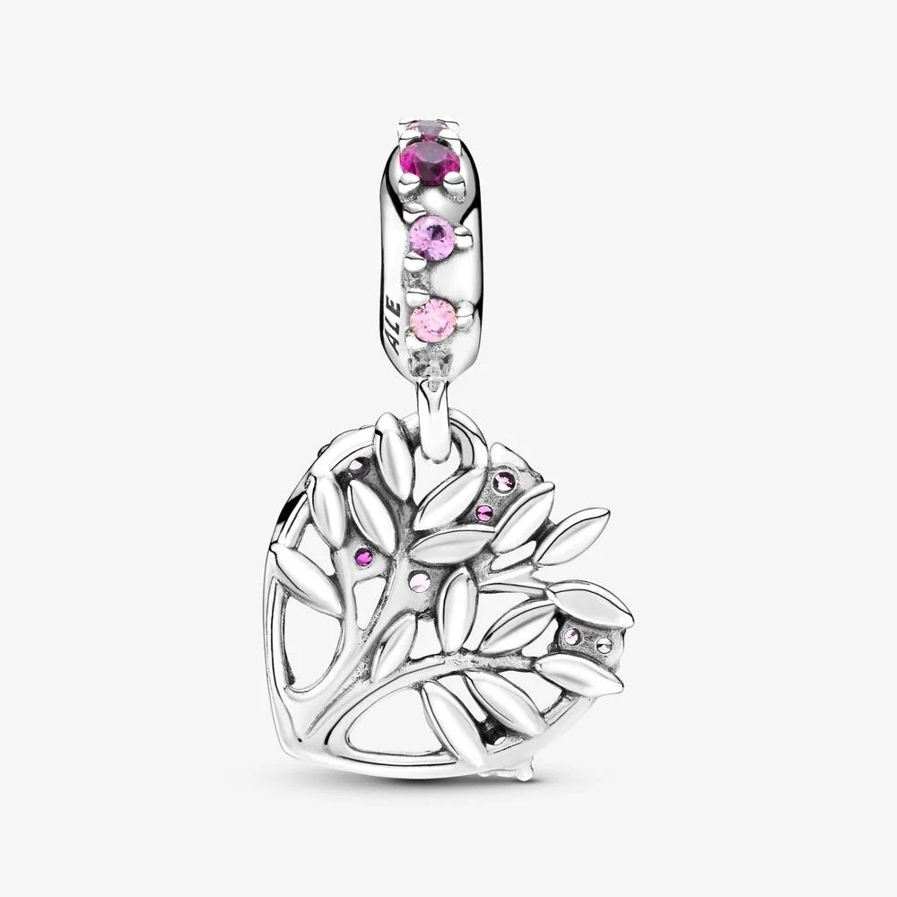 Charm pendente a cuore rosa Albero della famiglia - 799153C01 - Simmi Gioiellerie -Charm