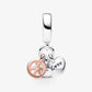 Charm pendente bicolore triplo Cuore Arcobaleno, Farfalla e Pace - 782572C01 - Simmi Gioiellerie -Charm