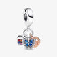 Charm pendente bicolore triplo Cuore Arcobaleno, Farfalla e Pace - 782572C01 - Simmi Gioiellerie -Charm