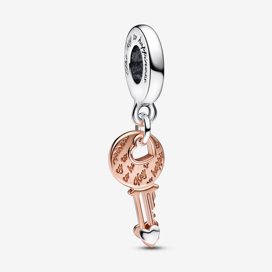 Charm Pendente Chiave della Felicità con Cuore scorrevole - 782510C00 - Simmi Gioiellerie -Charm